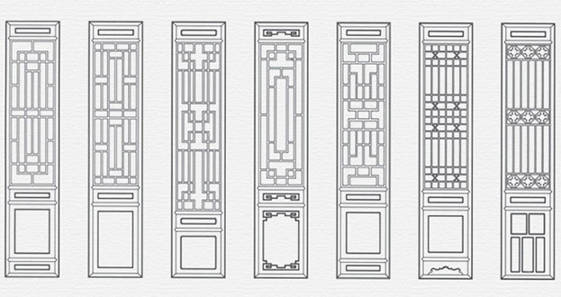 呼图壁常用中式仿古花窗图案隔断设计图