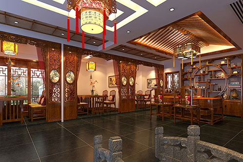 呼图壁优雅恬淡中式茶叶店装修设计效果图
